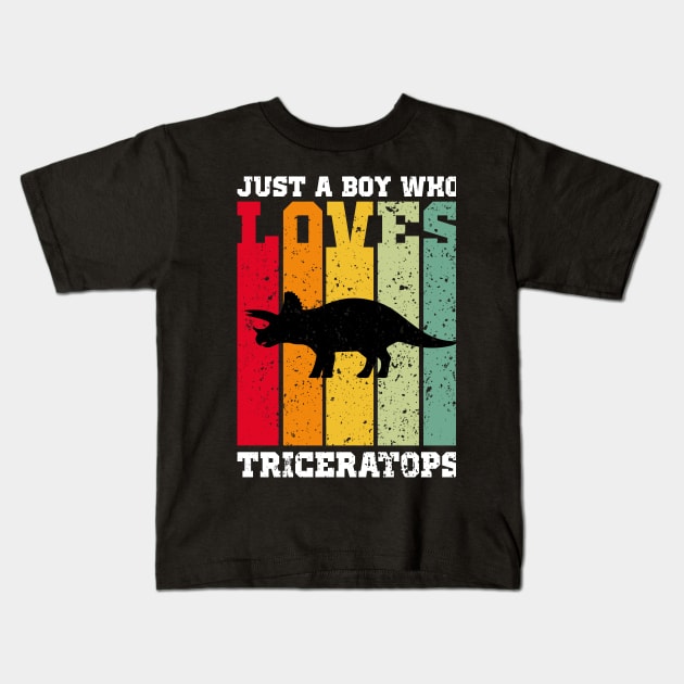 just a boy who loves triceratops Kids T-Shirt by JohnRelo